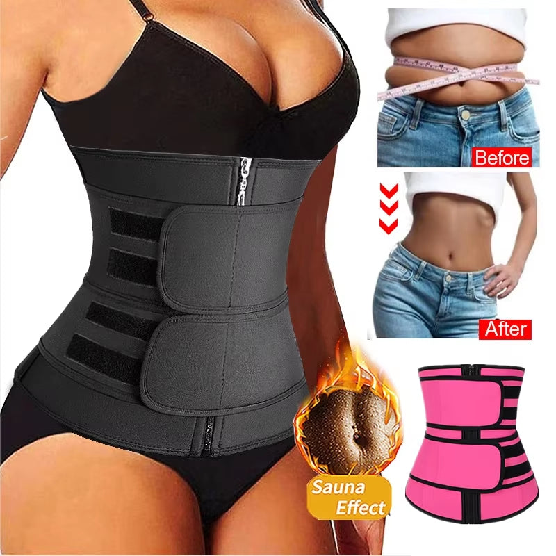 Sauna Waist Trimmer Belt for Women Sweat Weight Loss Waist Trainer Workout Slimming Shaper Waist Corset Faja Reductora