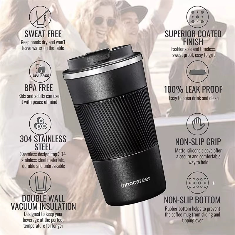 350ML Stainless Steel Thermos Mug Leak-Proof Thermos Coffee Vacuum Cup Travel Thermal Vacuum Flask Insulated Cup Water Bottle