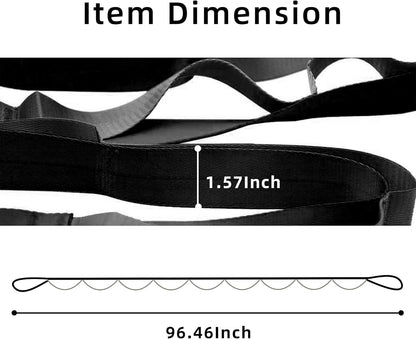 Yoga Straps Stretching Strap with 12 Loops Workout Poster, Straps for Stretching Physical Therapy Equipment Long Stretch Out Bands for Exercise, Pilates and Gymnastics for Women Men